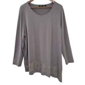 Susan Graver Artisan Asymmetrical Tunic Womens Size 1X Rhinestone Embellished